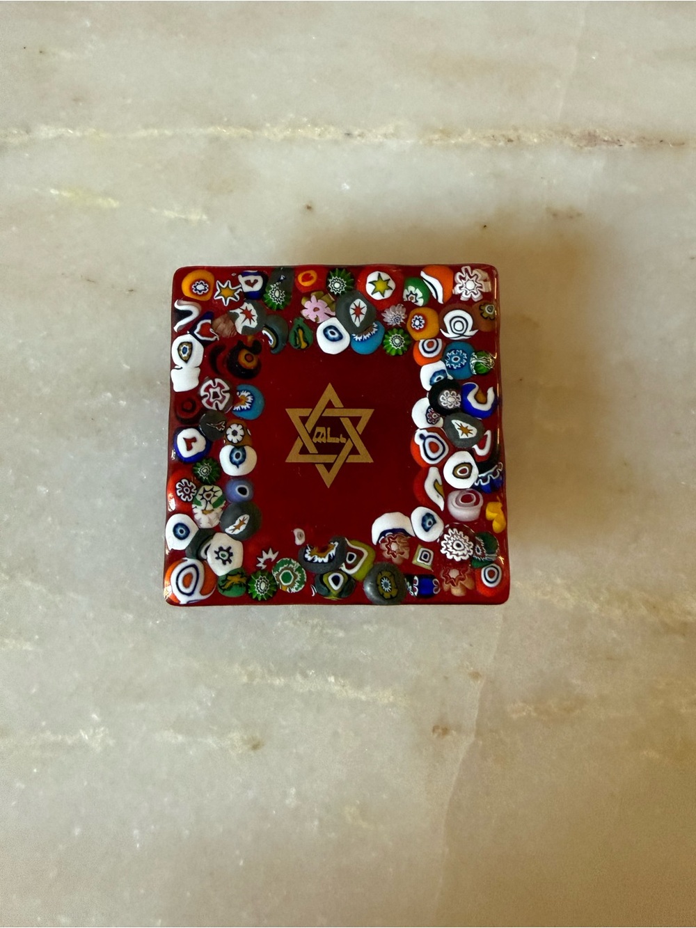 Vintage Murano Glass Millefiori Star of David Magnet Judaica